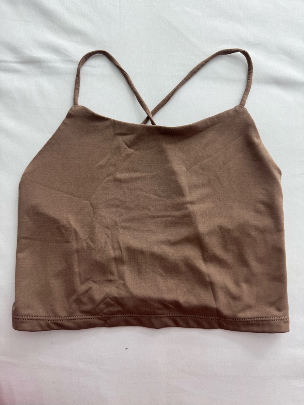 Brown Strappy Backless Crop Tank Top - Women